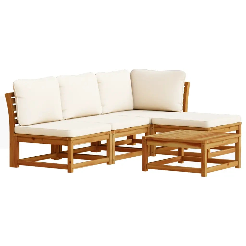 Set Salotto da Giardino 5 pz con Cuscini Legno Massello Acacia