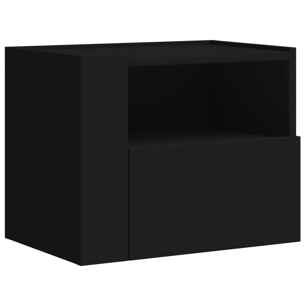Comodino | Armadio da Notte | Mobiletto da notte a Muro Nero 45x30x35 cm