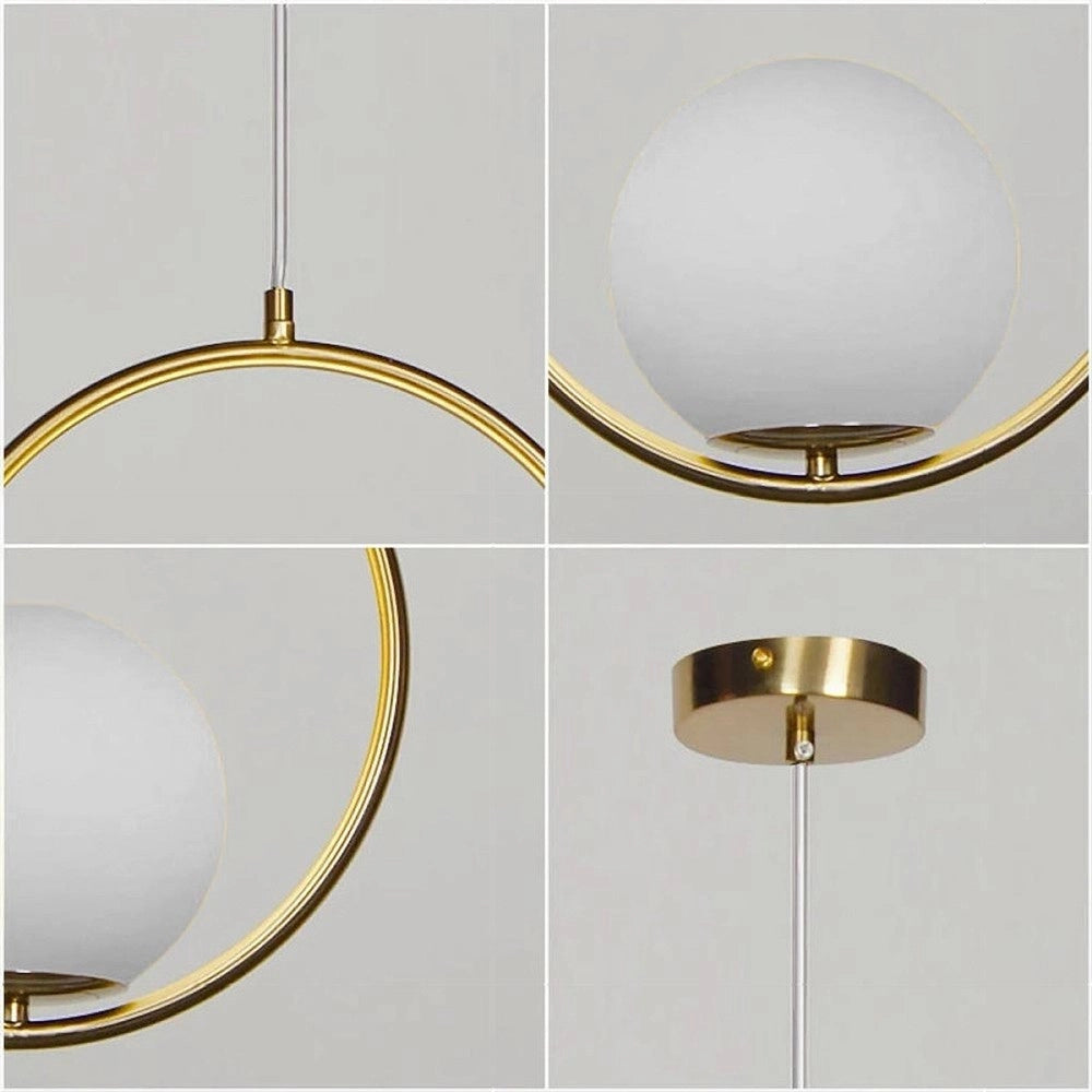Trade Shop - Lampadario A Sospensione Minimalista Lampada Metallo Bronzo Con Sfera Vetro G9 A97 -