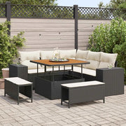 Set Divano da Giardino 8 pcs Nero e Crema polyrattan 3363945