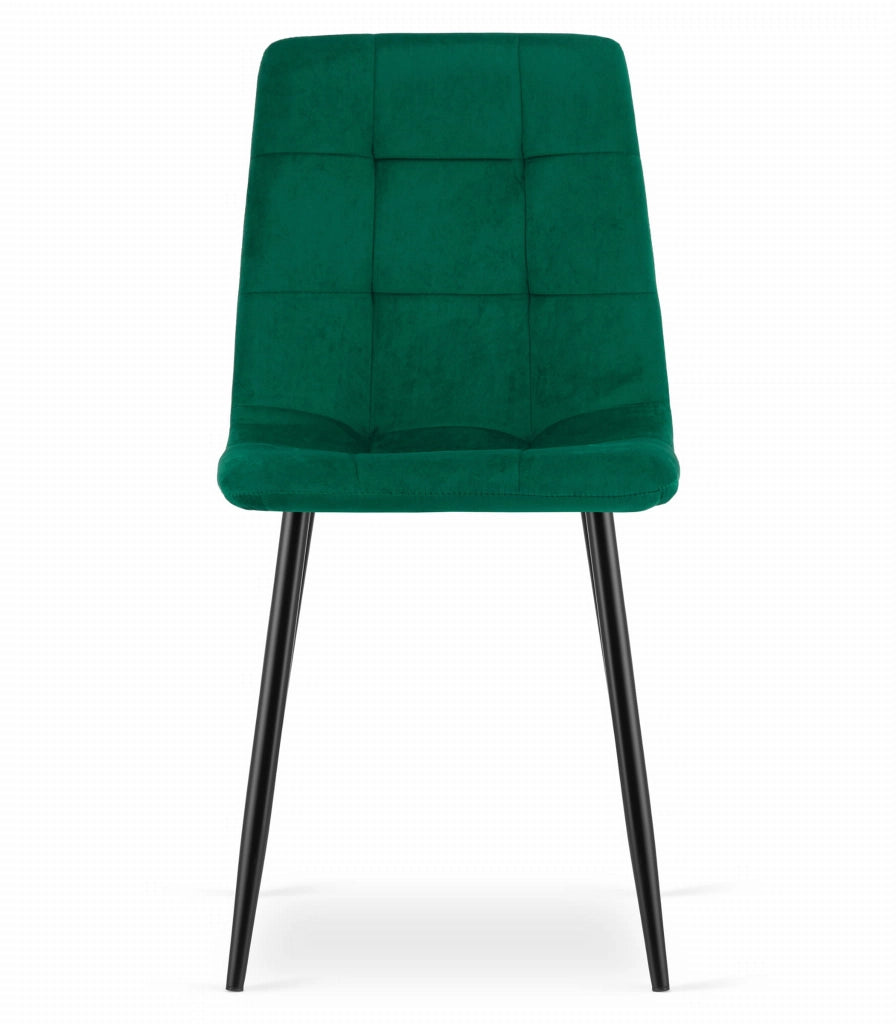 Sedia Valora PYRA in velluto verde scuro, design moderno x2