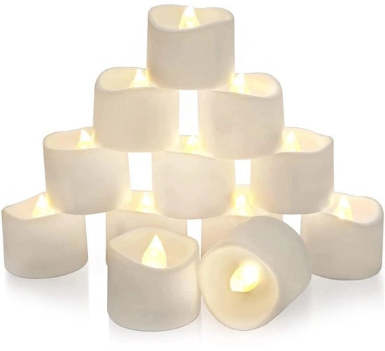 Luminarie LED a LED 12 pezzi - Candelotti con Fiamma Animata - Effetto Flicker - Sicuri per Bambini e Animali Domestici - Bianco Caldo - Candelotti Falso