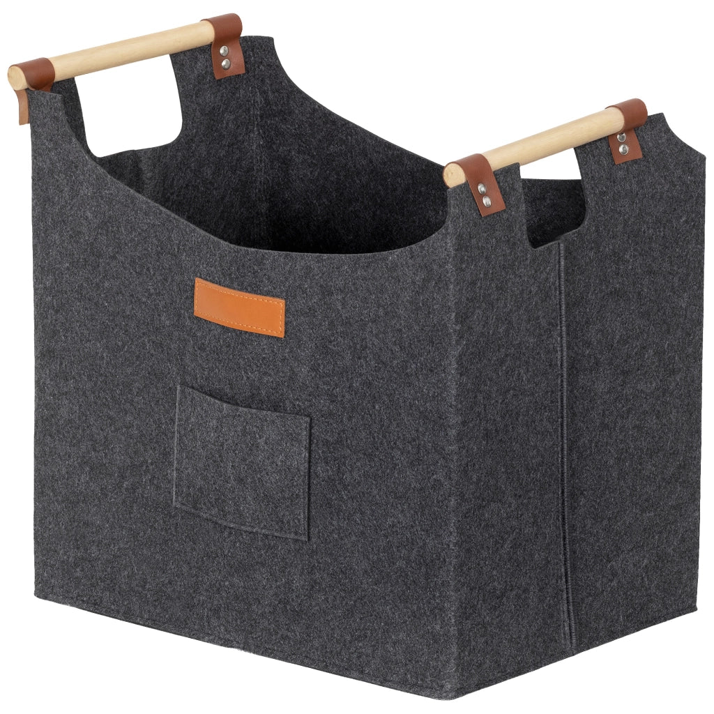 Borsa in Feltro con Manici in Legno ¨C Minimal ¨C Grigio 45x32x40 cm