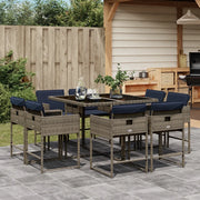 Set da pranzo da giardino da 9 pz con Cuscini in Polyrattan Grigio 3278148