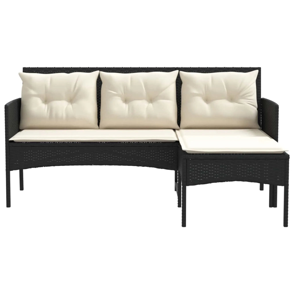 Set Divano da Giardino 2 pcs Nero e Crema polyrattan 4103803