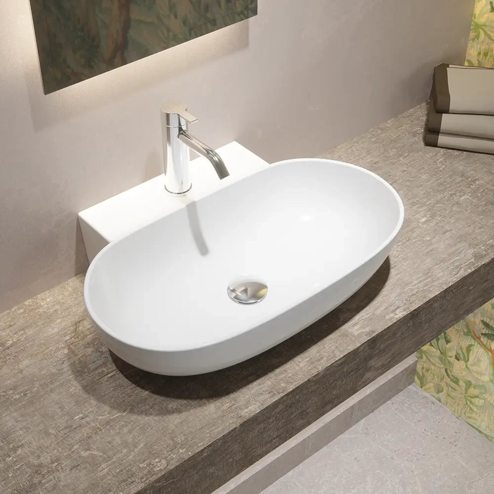 Lavabo da appoggio ovale 56x40x12,5 cm Bianco
