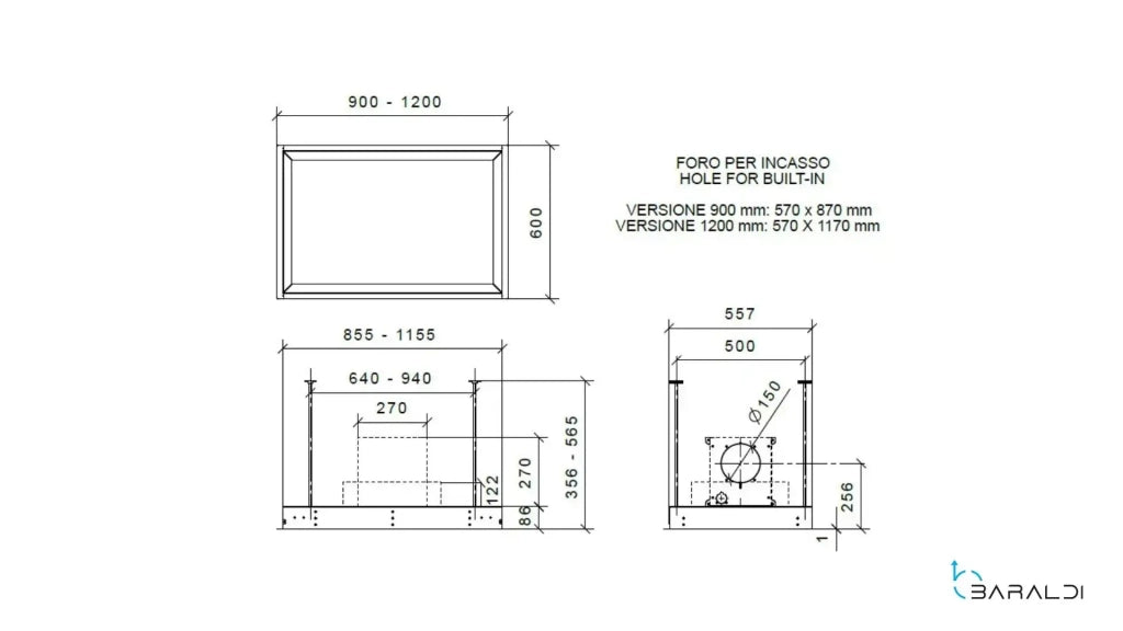 Cappa a soffitto da incasso GEA FLAT cm 90X60 - Bianca spot light - 800 m3/h