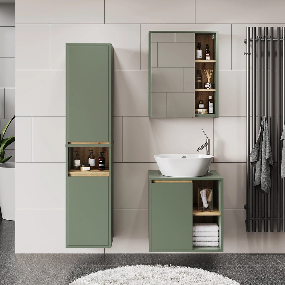 Vicco Set di mobili da bagno Verde/Artigianale 3 parti