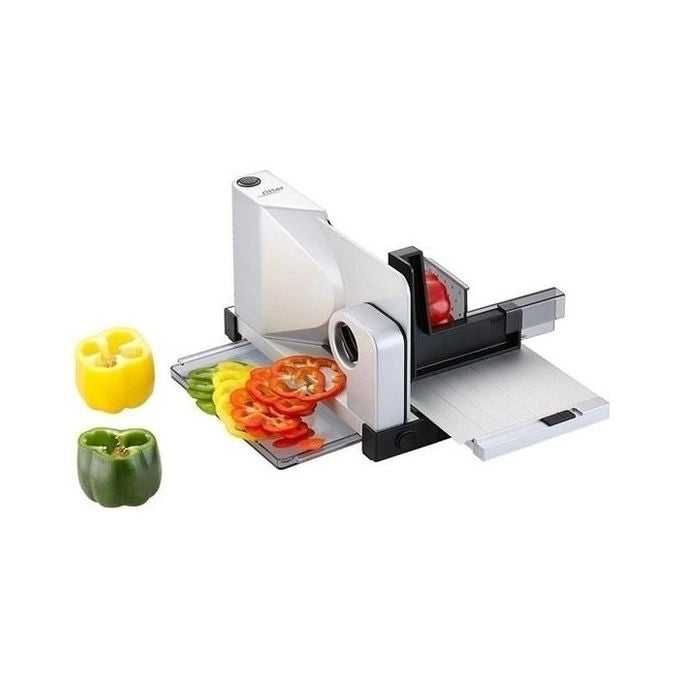Ritter 521000 Icaro 7 Affettatrice Elettrica Universale in Metallo Pieno con Motore ECO 65 W Lama da 17 cm Taglio fino a 14 mm Base Ribaltabile colore Argento metallico