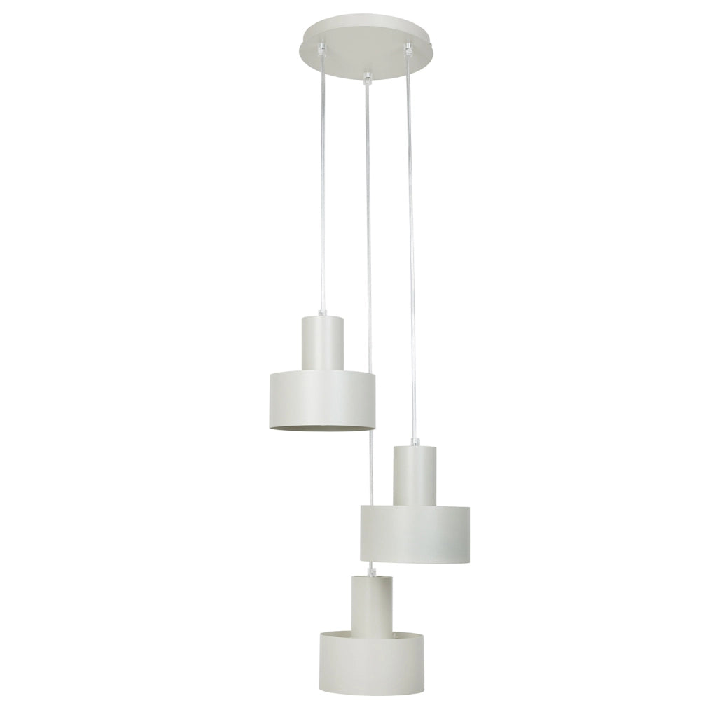 Lampada a sospensione industriale 3 luci grigio/beige Ø33
