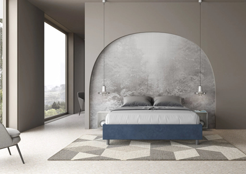Letto Matrimoniale Sommier 160x210 cm con Rete Azelia Blu