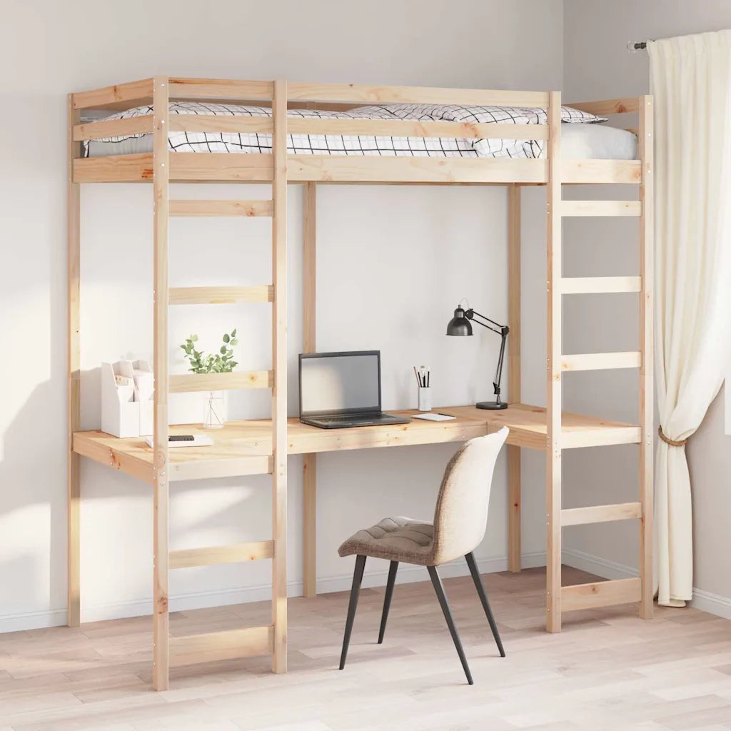 Struttura per letto soppalco Naturale 75 x 190 cm Pino massello 3414556