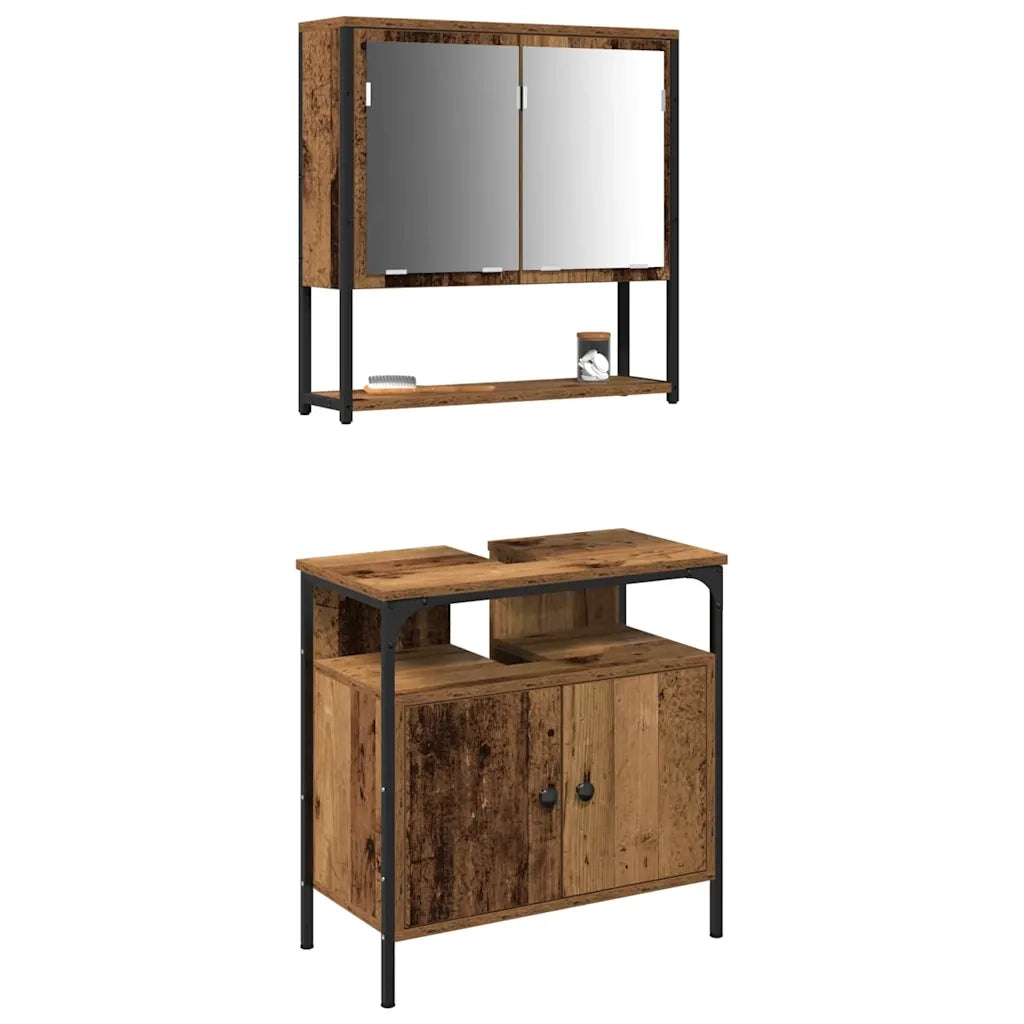 Set di mobili per il bagno 2 pcs Marrone Legno multistrato 3332535