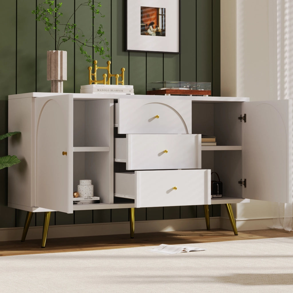 COMÒ 2 porte e 3 cassetti 140x40x84 cm Crema Bianco