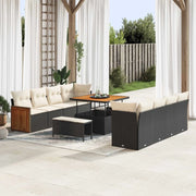 Set Divano da Giardino con cuscino 11 pcs Nero e Crema 3363155