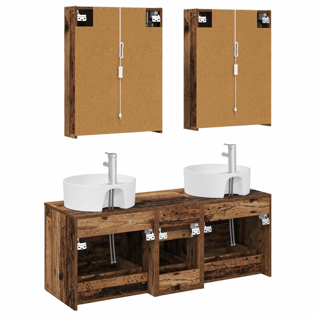Set di mobili per il bagno 5 pz Legno antico 3406933