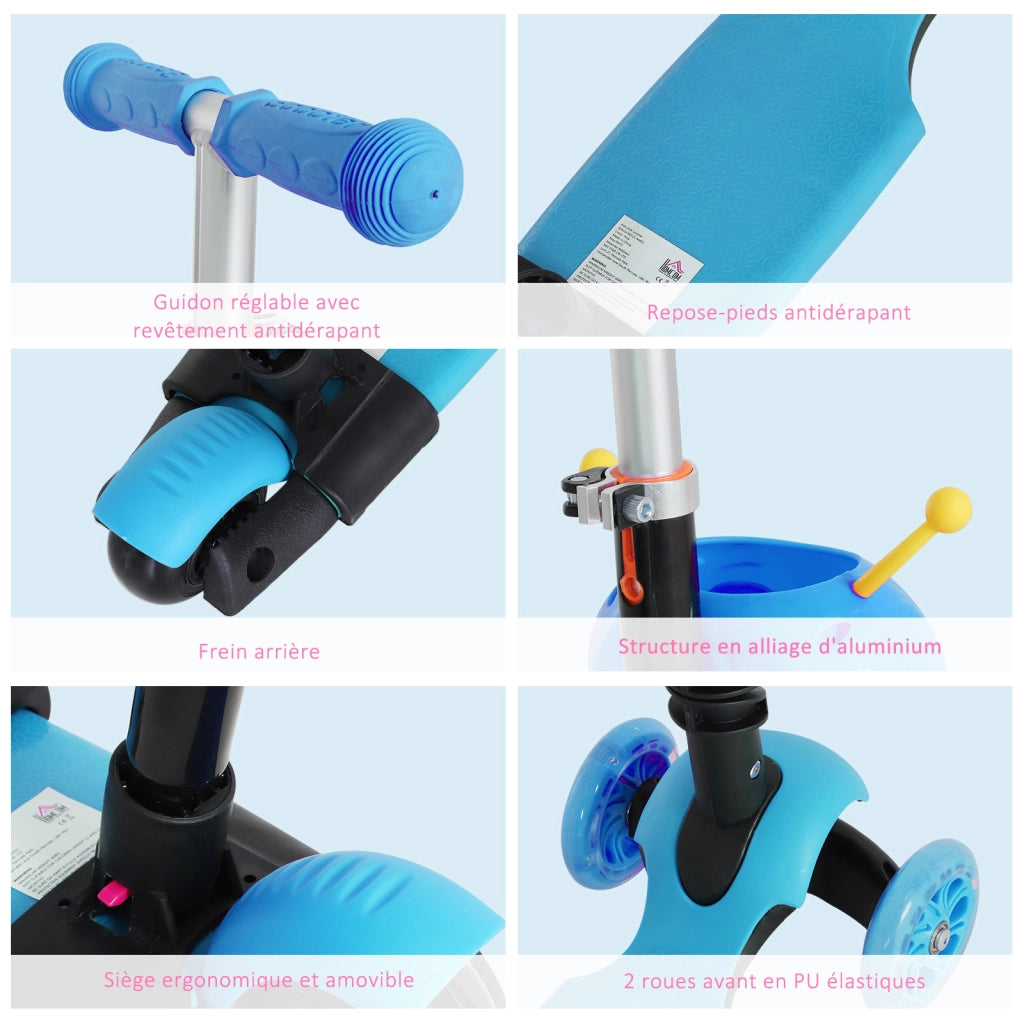 Trottinette Bambini 5 in 1 ¨C zephmum ¨C Blu