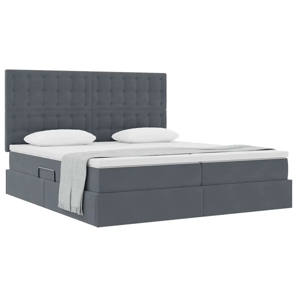 Letto con Contenitore Grigio scuro 200 x 200 cm Velluto