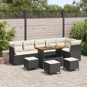 Set Divano da Giardino con cuscino 10 pcs Nero e crema