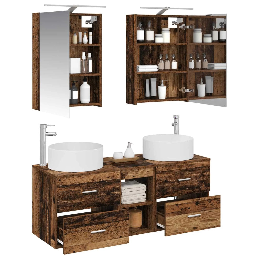 Set di mobili per il bagno 5 pz Legno antico 3407077