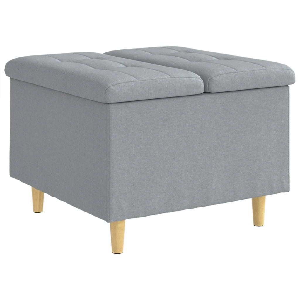 Pouf contenitore Grigio chiaro 60 x 60 x 45 cm Tessuto 876818