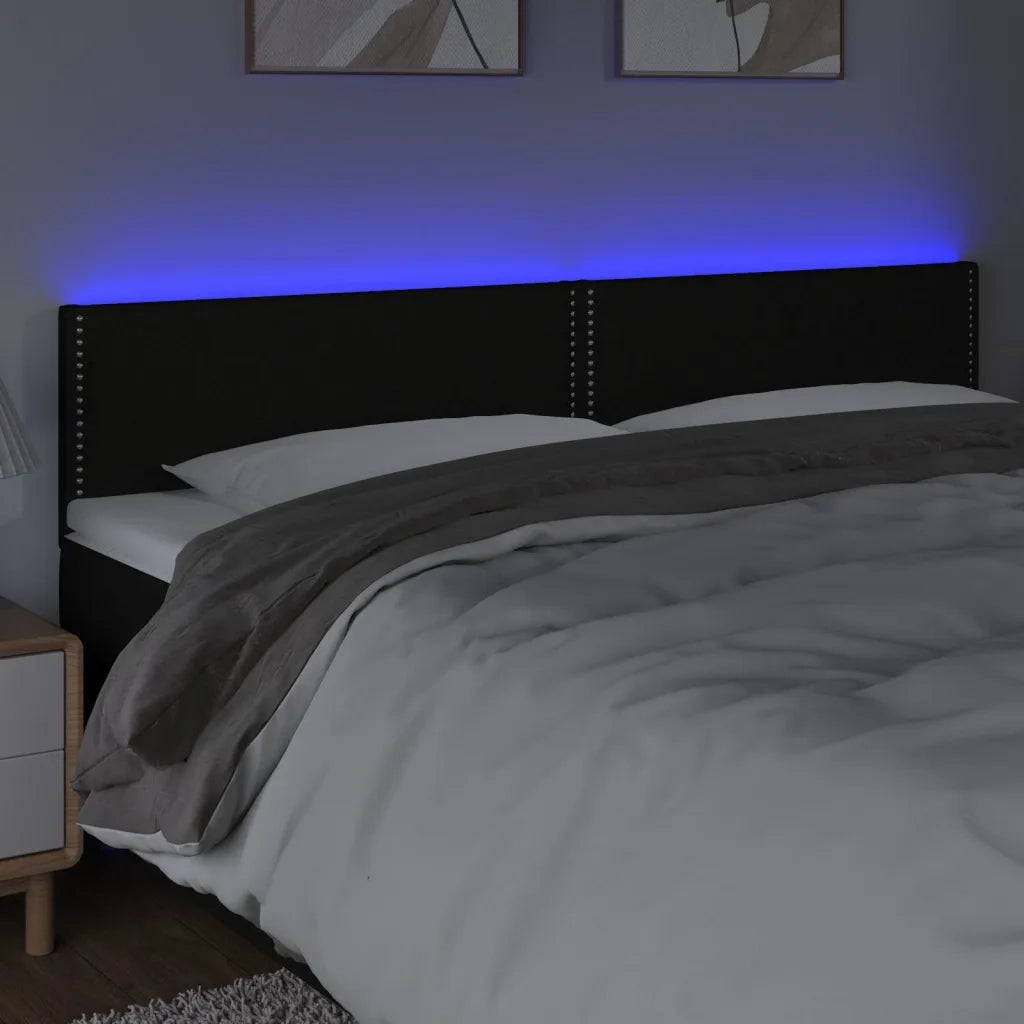 Testiera a LED Nera 200x5x78/88 cm in Tessuto 3121496