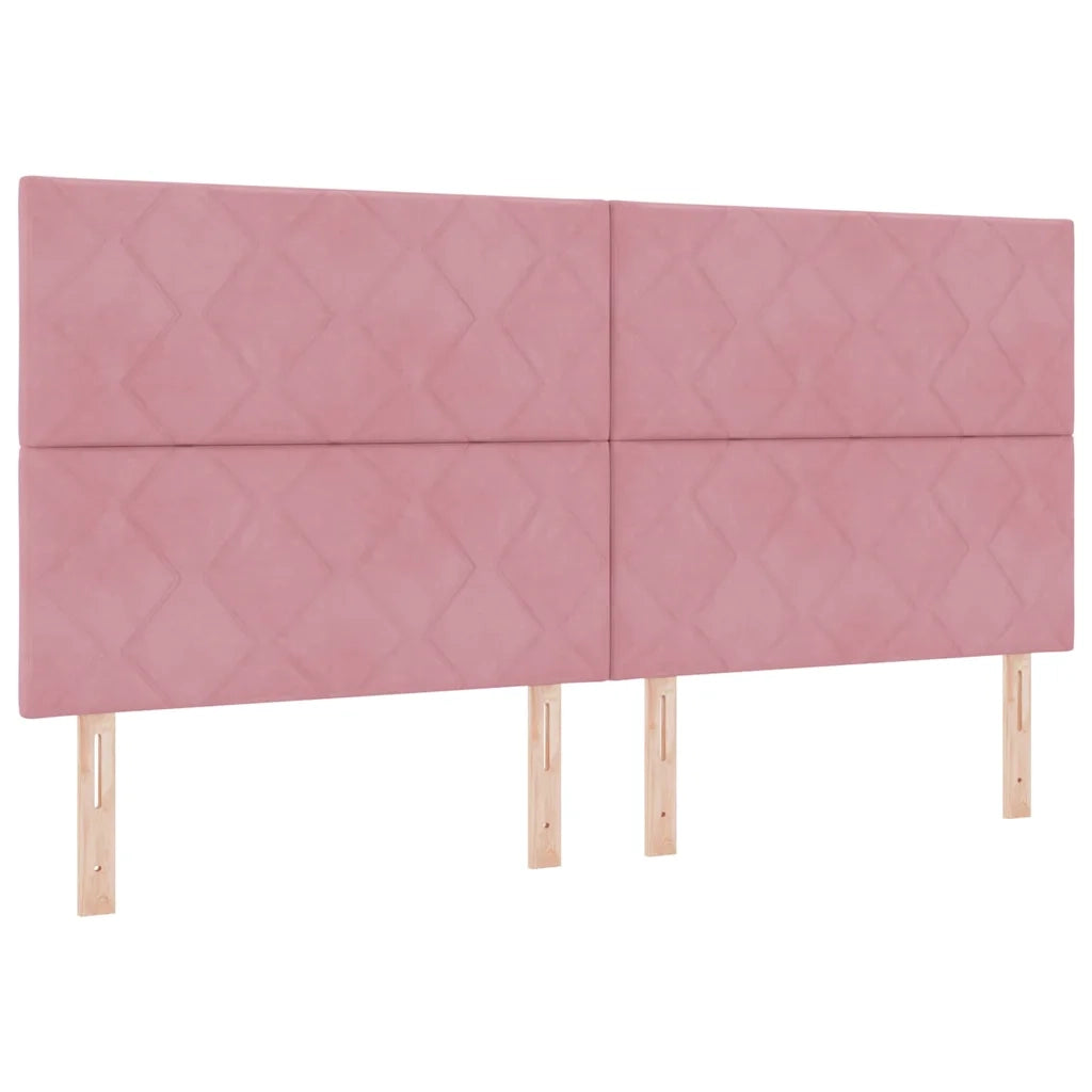 Letto a molle con testiera Rosa 200 x 200 cm Velluto 3345034