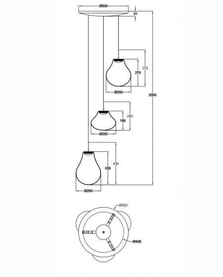 Lampada a Sospensione Deva Ø500mm 42W LED 4530lm CCT 2700K/3000K/4000K Dimmerabile Struttura Metallo e Vetro Borosilicato Fumé - Deva