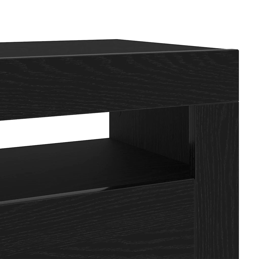 Mobile TV con LED Rovere Nero 90 x 35 x 40 cm Legno multistrato 862554