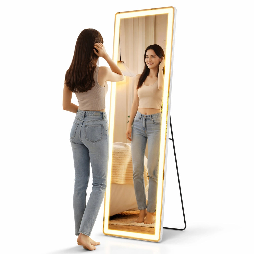Specchio da Terra Figura Intera160x50 cm con Luci LED Touch Cornice in Alluminio