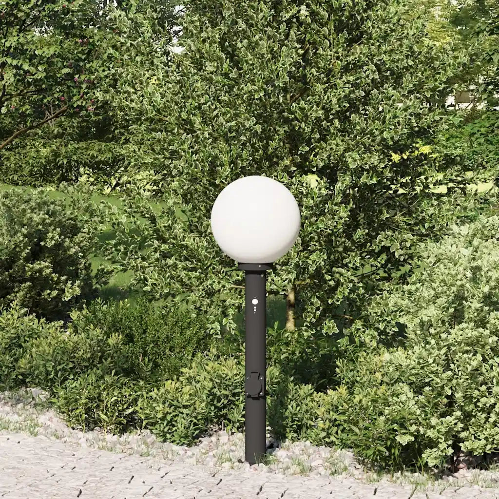 Lampada a paletto con sensore e presa 80 cm Nera IP44 4006123