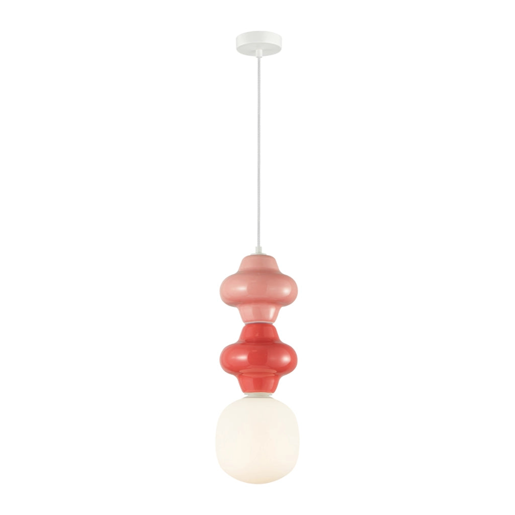 Lampada a sospensione Art Déco ceramica rossa Ø18 E14