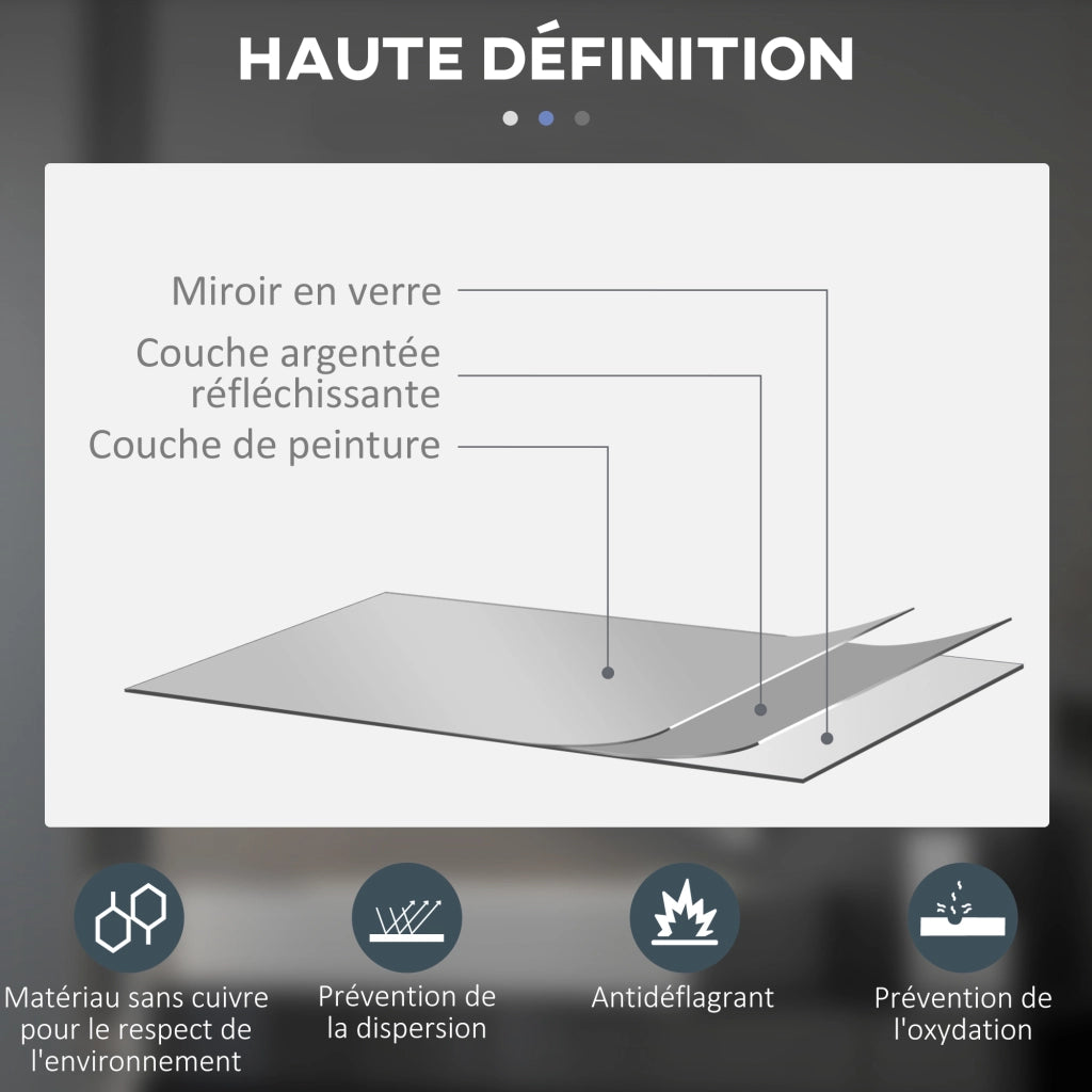 Specchio da bagno rotondo con luce LED antibu¨¦e ¨C Minimal ¨C Grigio 70 cm