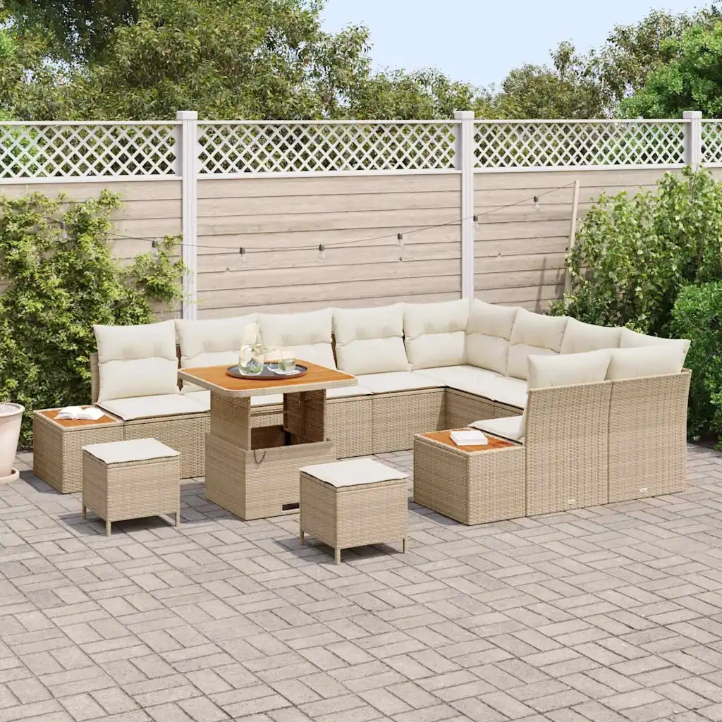 Set Divano da Giardino con cuscino 12 pcs Beige Poly Rattan 3364901