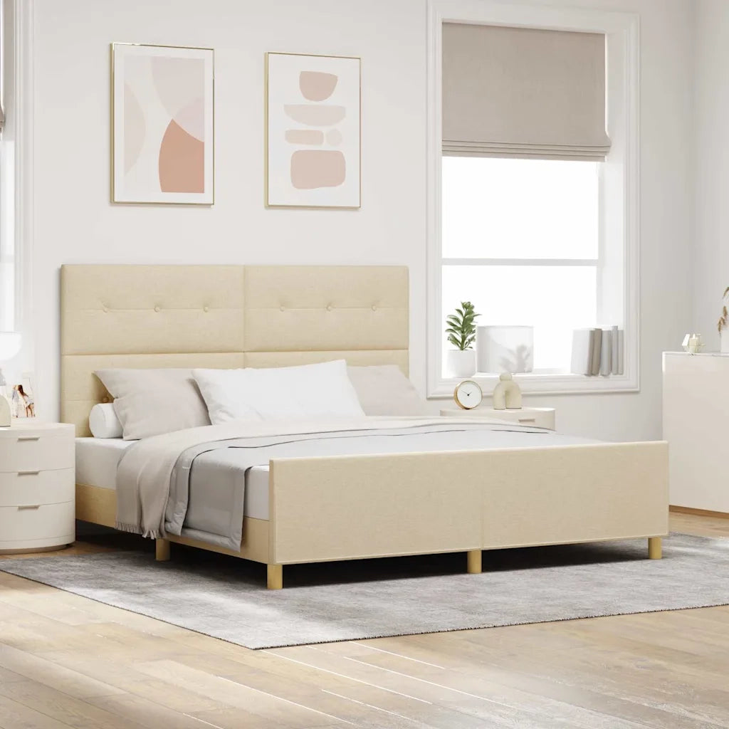 Struttura del letto con testiera Crema 180 x 200 cm Tessuto 3344751