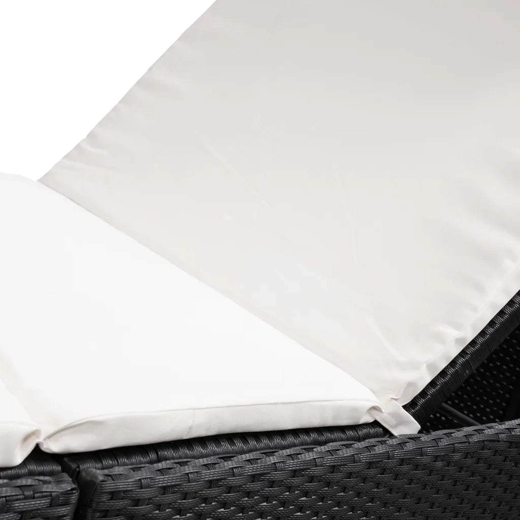 Lettino con Cuscino in Polyrattan Nero 44134