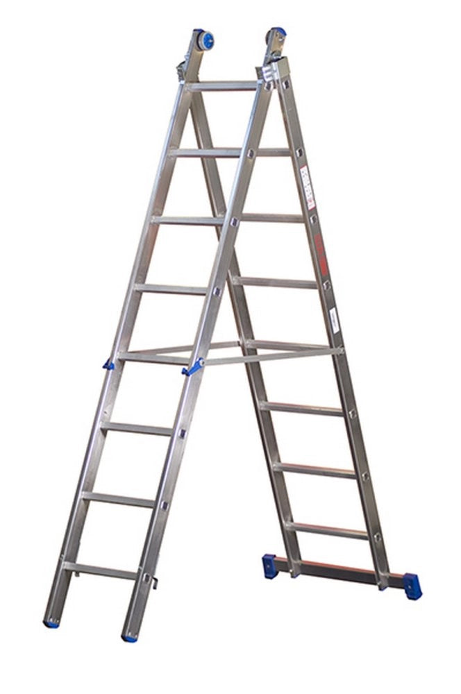 1pz scala alluminio azzurra 8+8 gradini 250-390 cm cod:ferx.4270