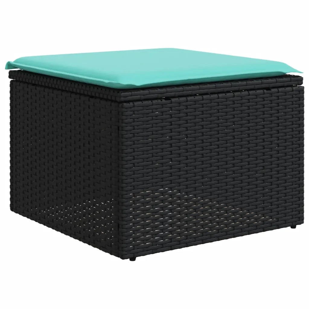 Set Divano da Giardino 6 pz con Cuscini Nero in Polyrattan