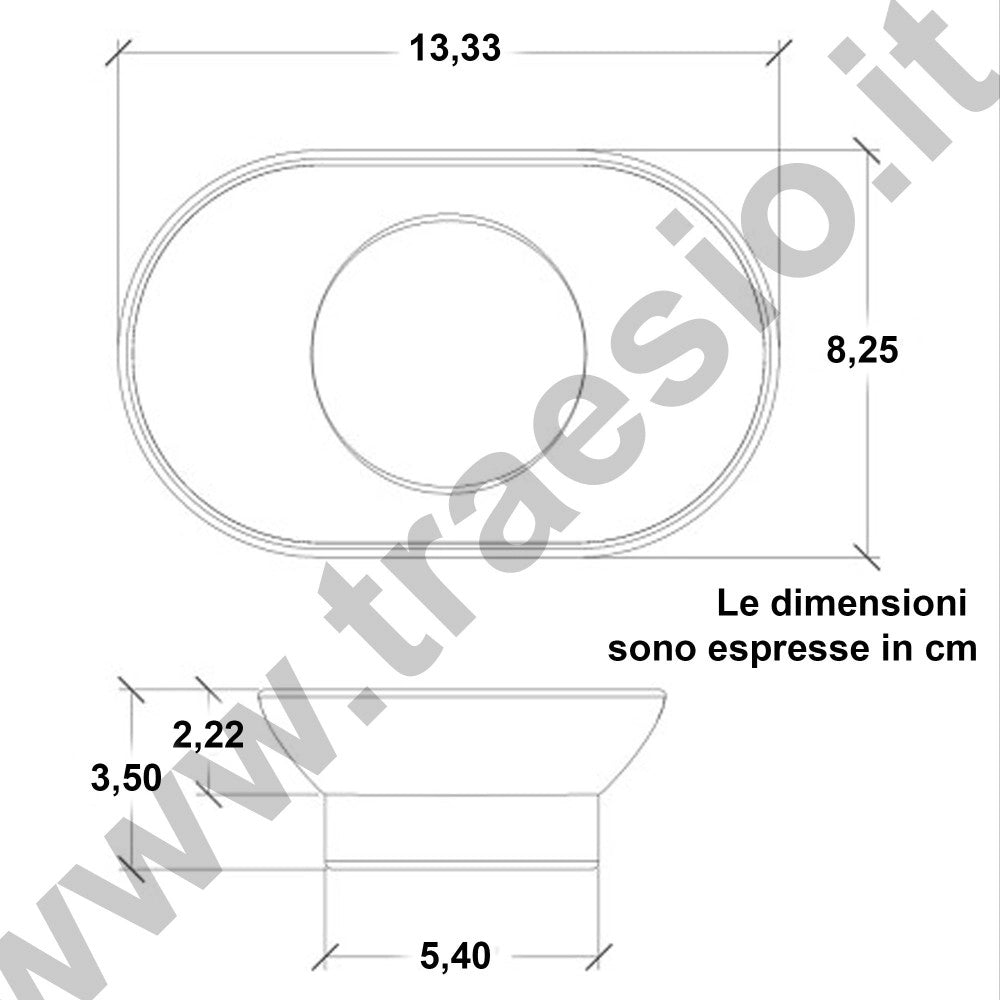 Trade Shop - Piattino Ricambio Porta Sapone Ovale In Vetro Satinato 13cm Bagno Accessori -