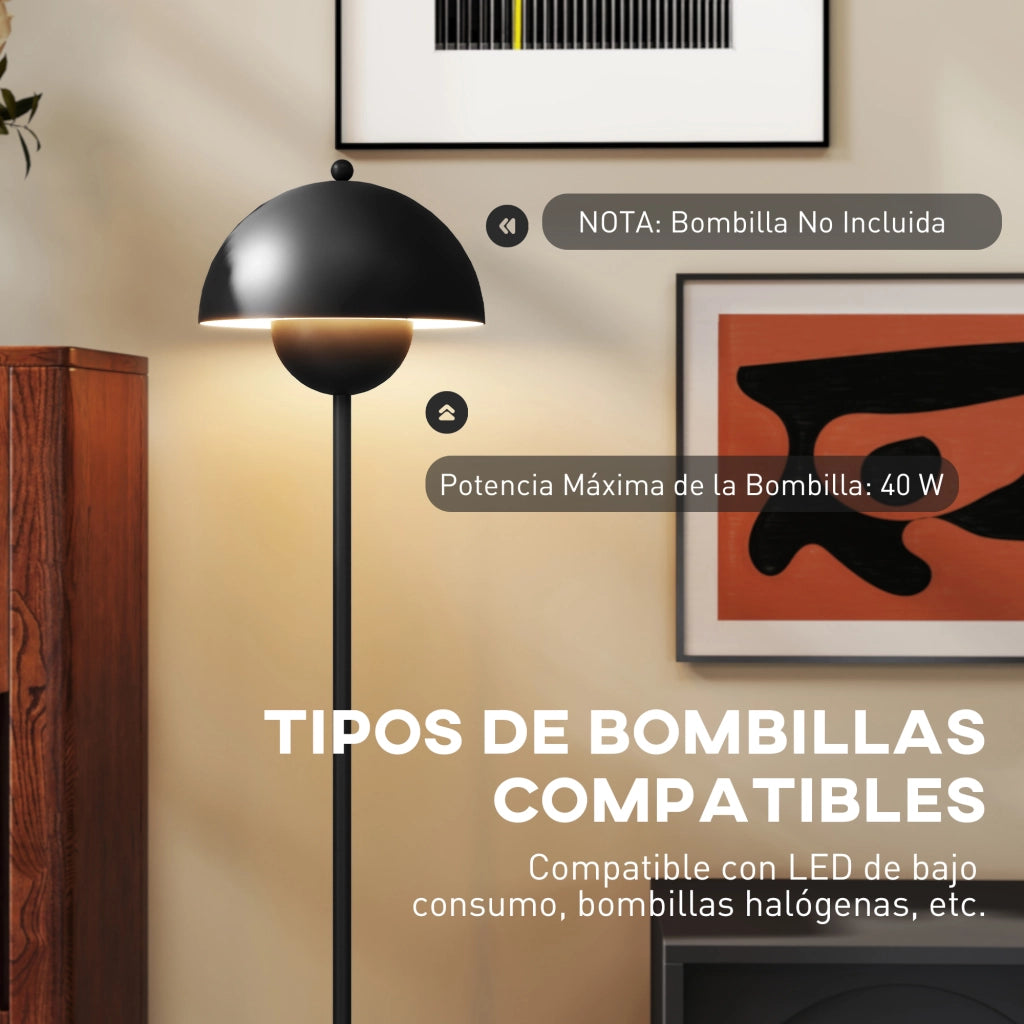 Lampada da Terra Moderna ¨C Xylo ¨C Paralume a Sfera E27 ?30x155cm Nero