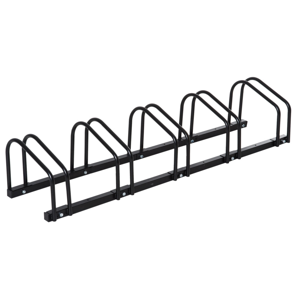 Supporto per Biciclette 5 Posti ¨C Minimal ¨C Acciaio Nero 145x33x27 cm