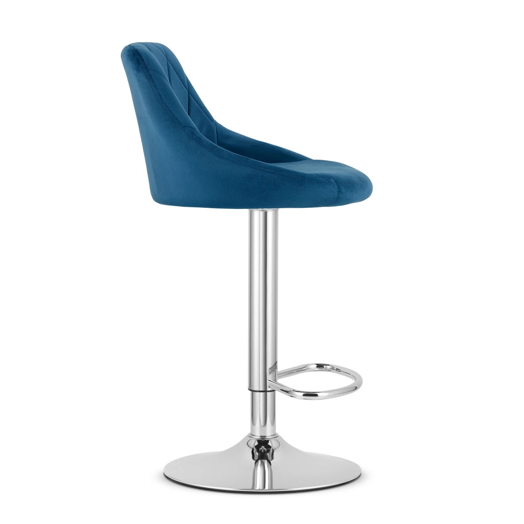 Sgabello girevole VALORA DAKA - Velluto blu navy con base cromata