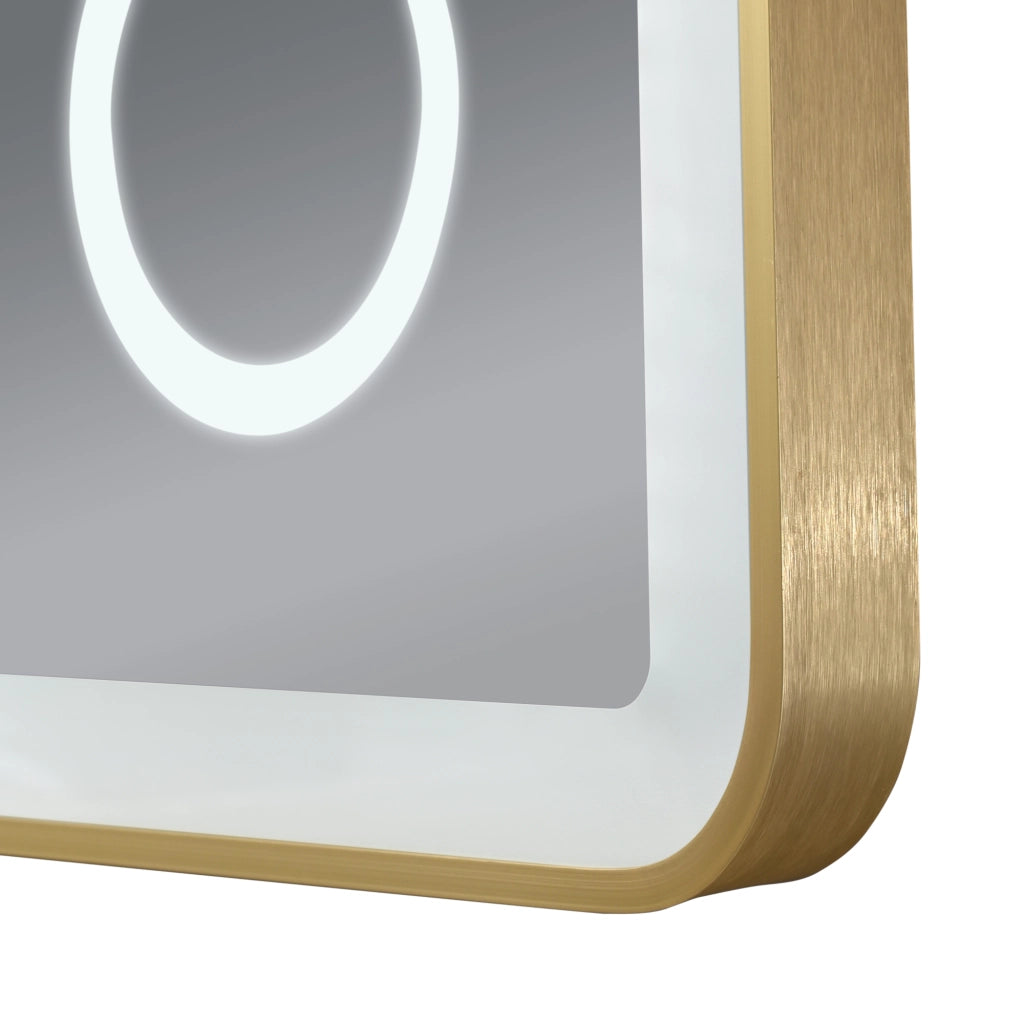 Specchio LED da Parete Pescara Multifunzionale 60 x 80 cm Cornice Dorata pro.tec