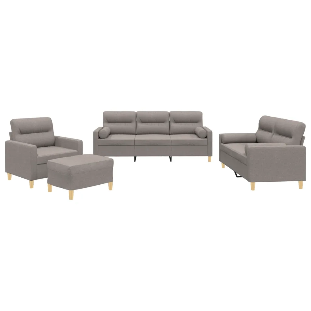 Set Divani 4 pz con Cuscini Tortora in Tessuto 3201567