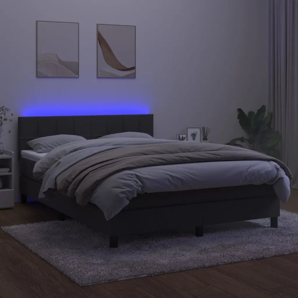 Letto a Molle con Materasso e LED Grigio Scuro 140x200 cm 3134406