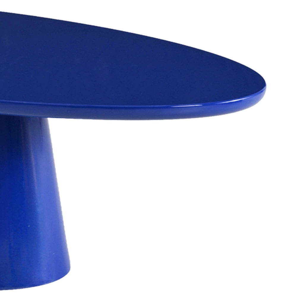 Tavolino ovale finitura lucida, blu