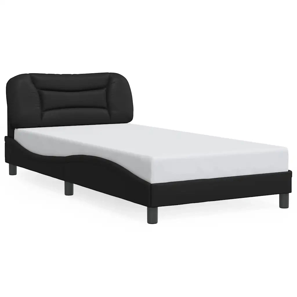 Letto singolo | Letto per adulti | Giroletto senza Materasso Hvar Nero 100x200 cm in Similpelle