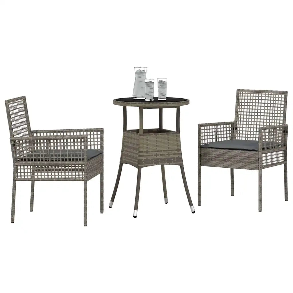 Set da Pranzo per Giardino 3 pz | Set Salotto da Giardino Grigio polyrattan