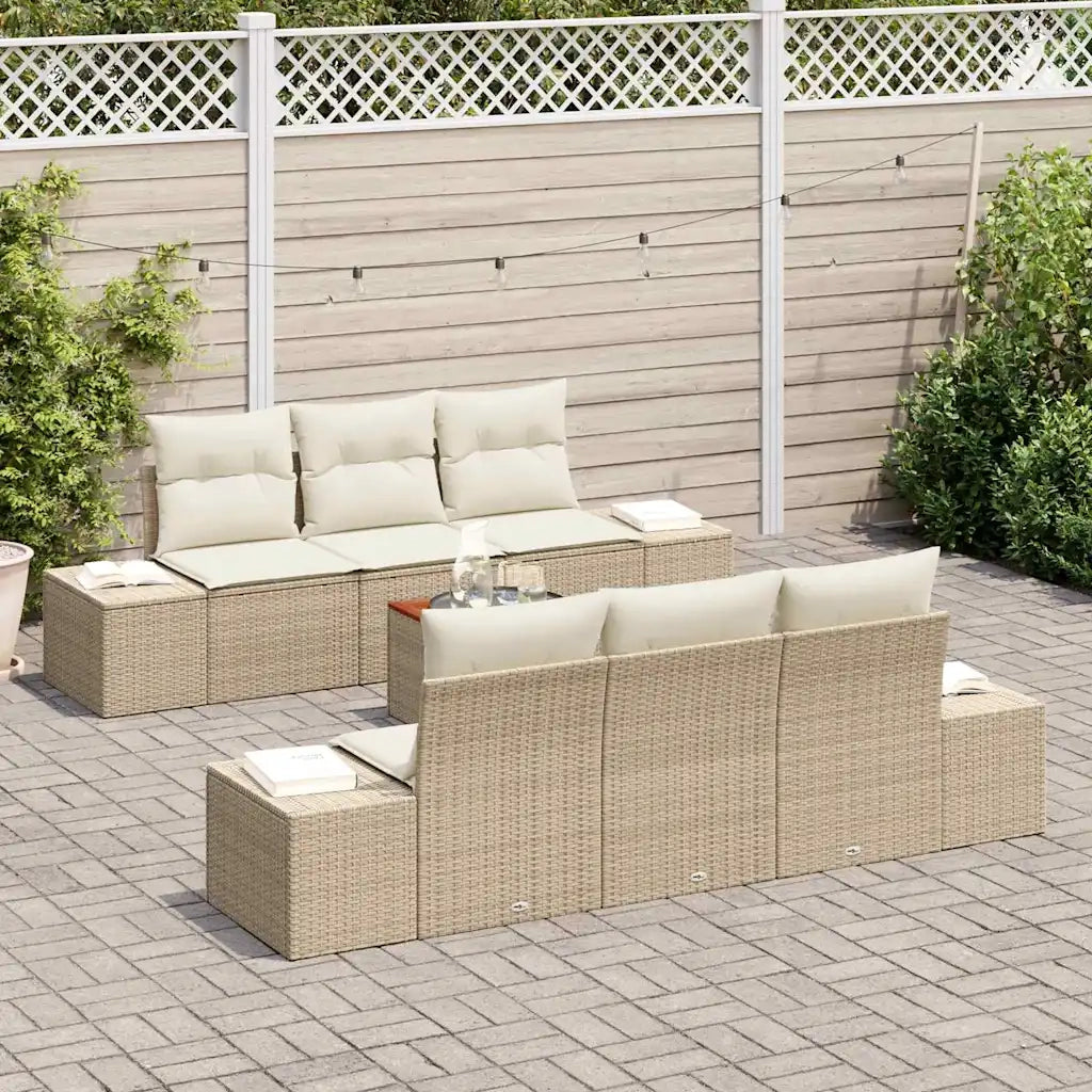 Set Divano da Giardino con cuscino 7 pcs Beige polyrattan 3347904