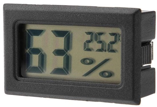 Termometro e Igrometro Mini 2 in 1 - 40x30x10 mm - Digitale Temperatura e Umidità - Applicabile a Acquari e Terrari - Nero - Sensoressi Digitale